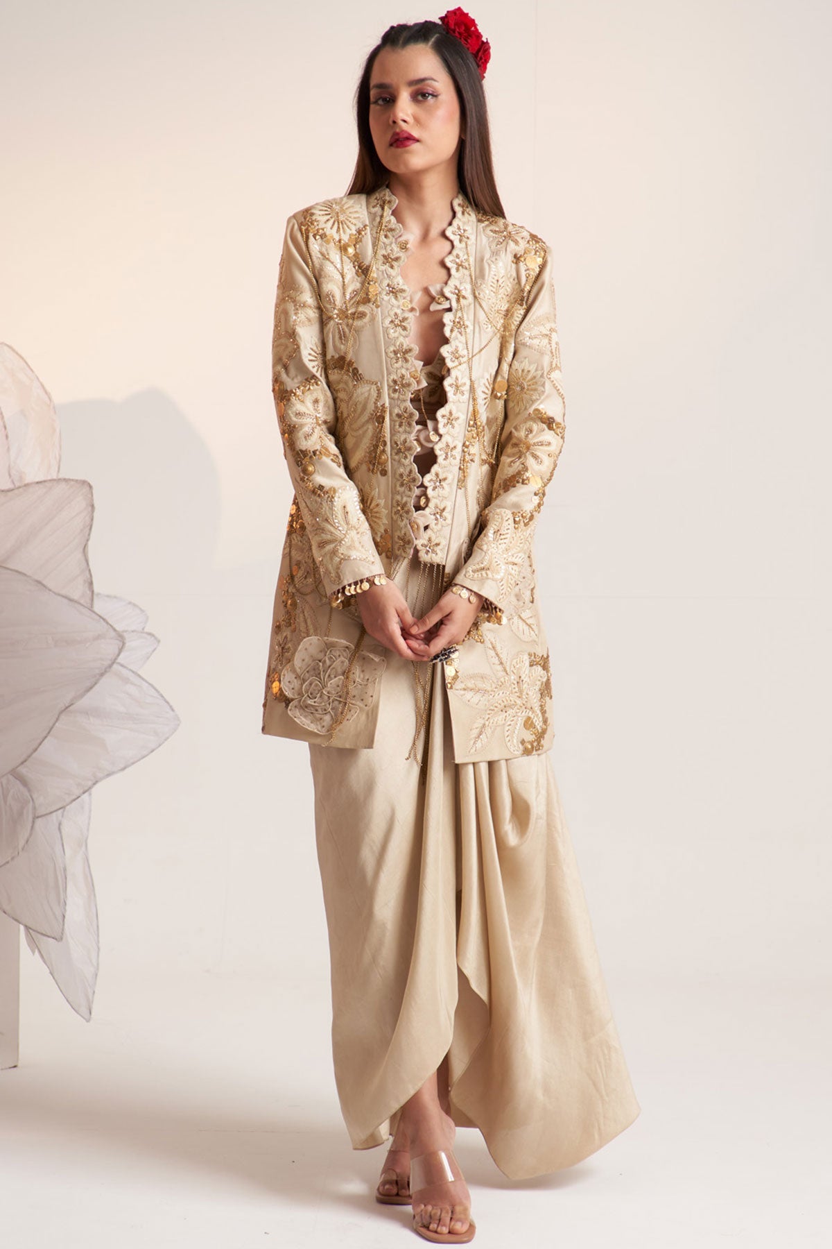 Ivory vintage lily long jacket set
