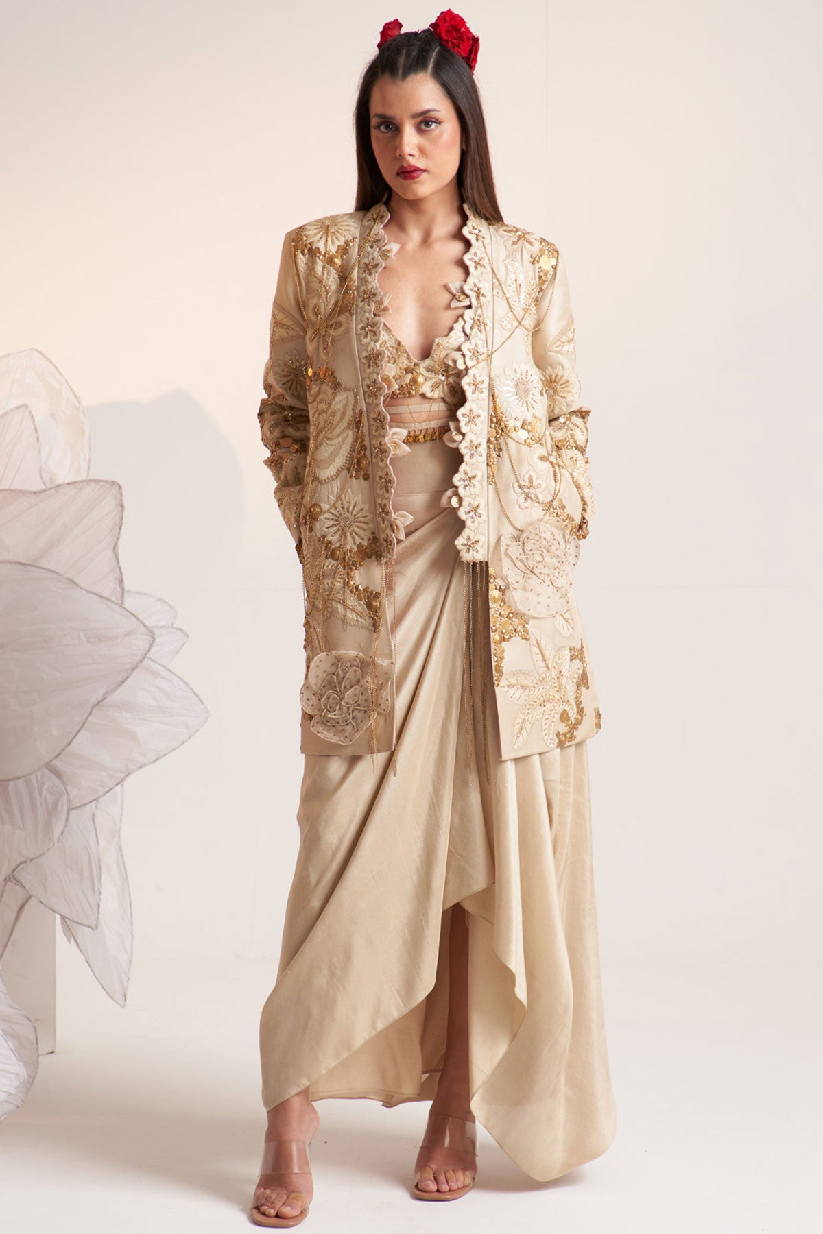 Ivory vintage lily long jacket set