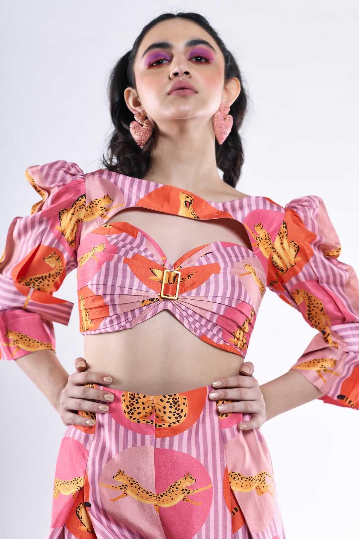 Front Buckle Top And Palazzo Pant