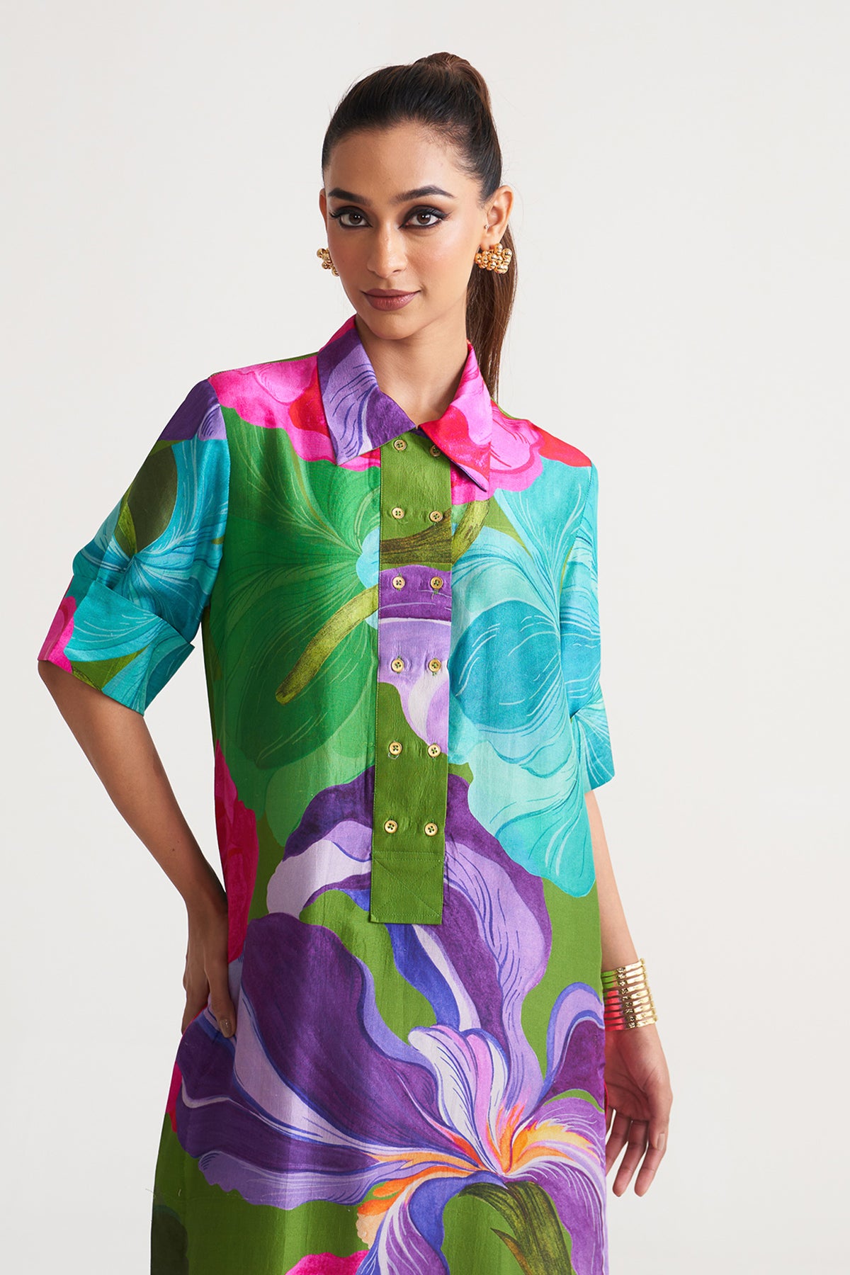 Front button detail dress