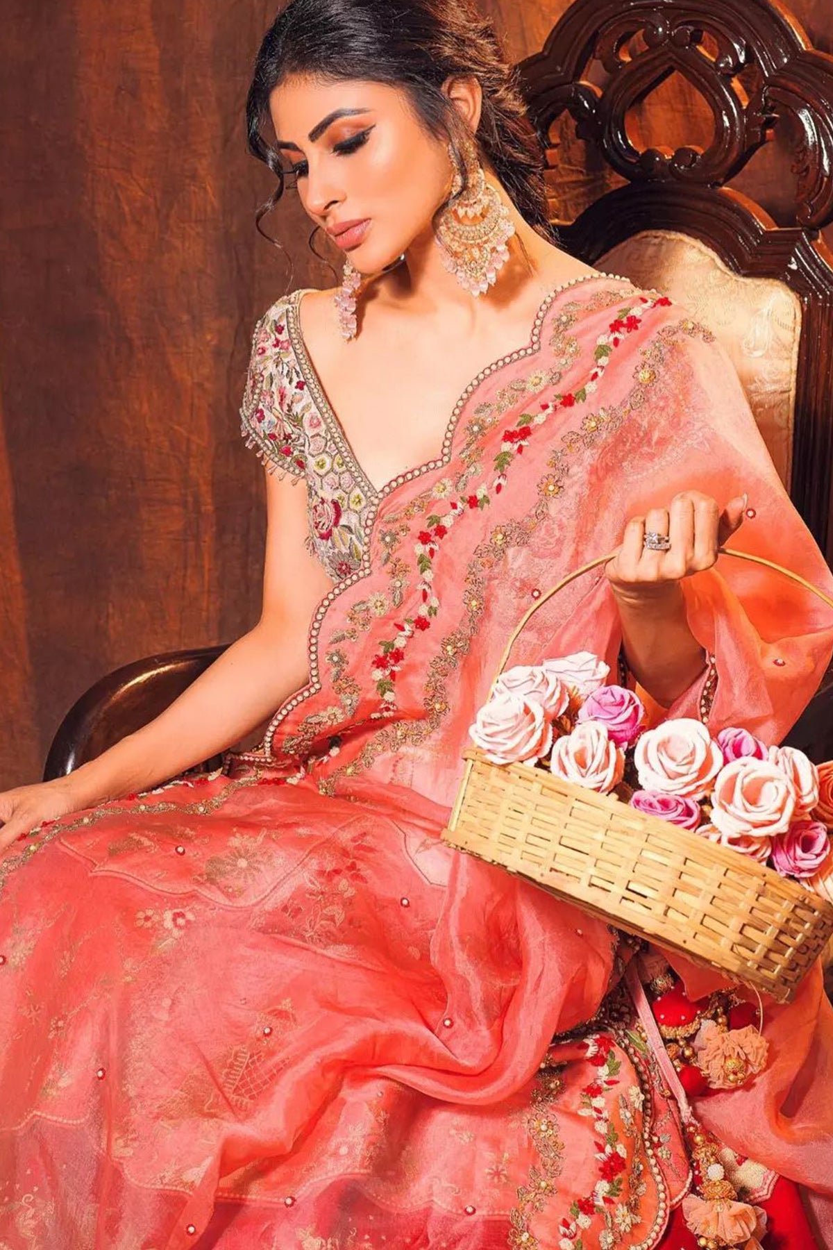 Mouni Roy in Ombre flaps bridal lehenga