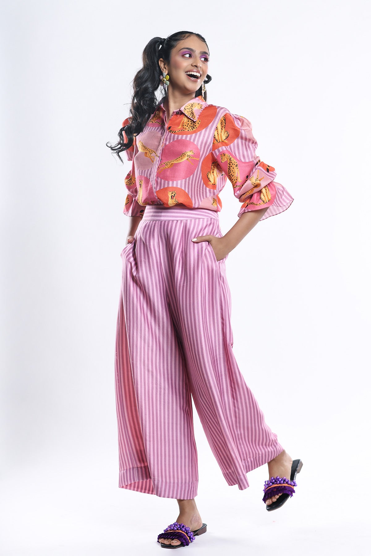 Puff Sleeve Shirt And Palazzo Pant