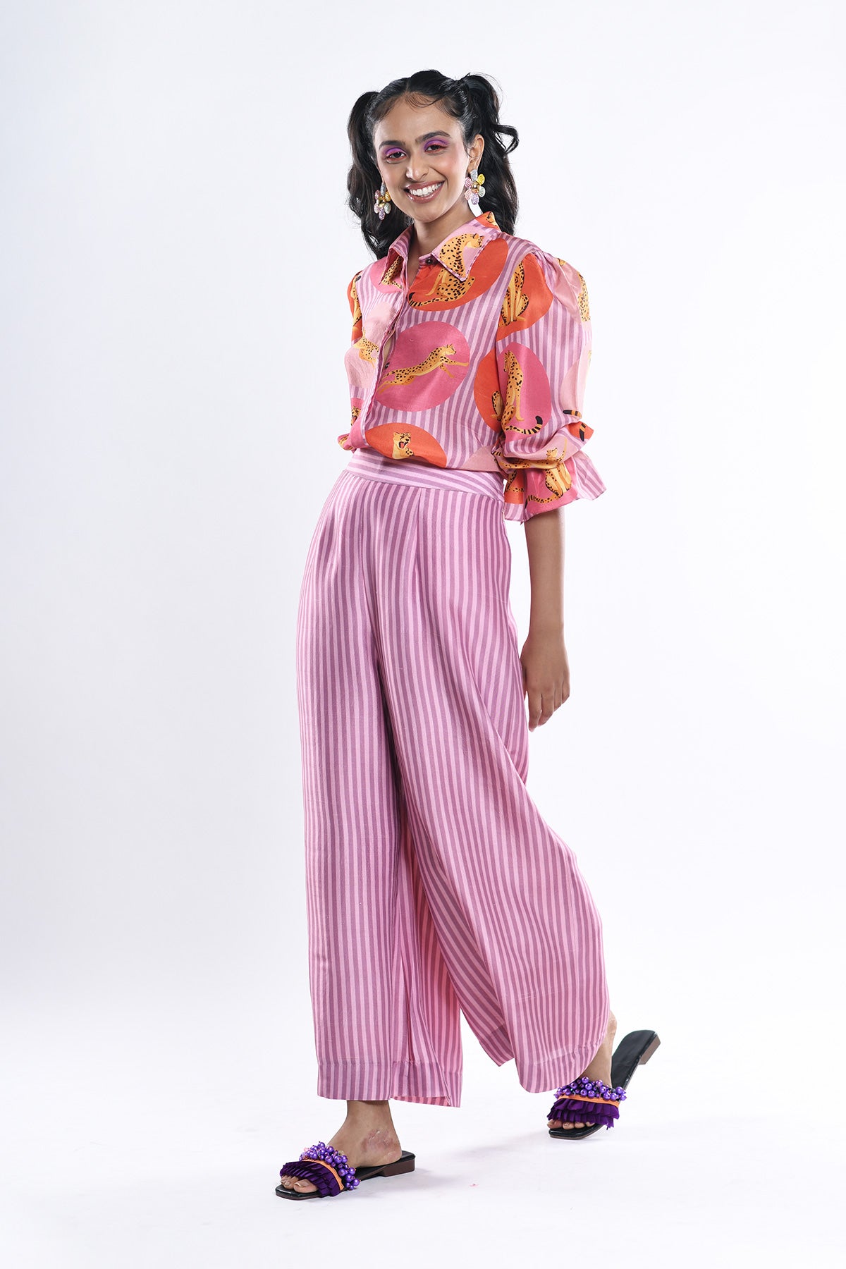 Puff Sleeve Shirt And Palazzo Pant