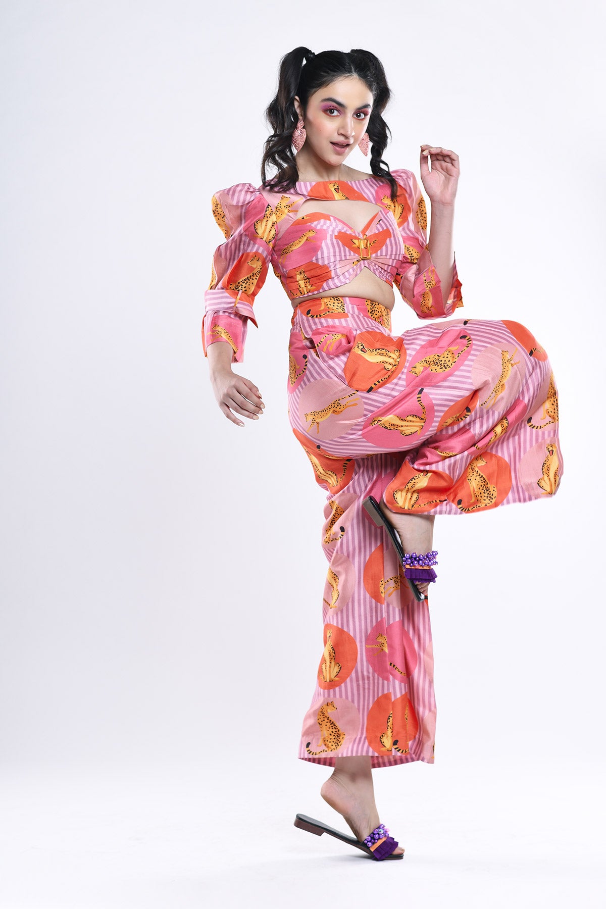 Front Buckle Top And Palazzo Pant
