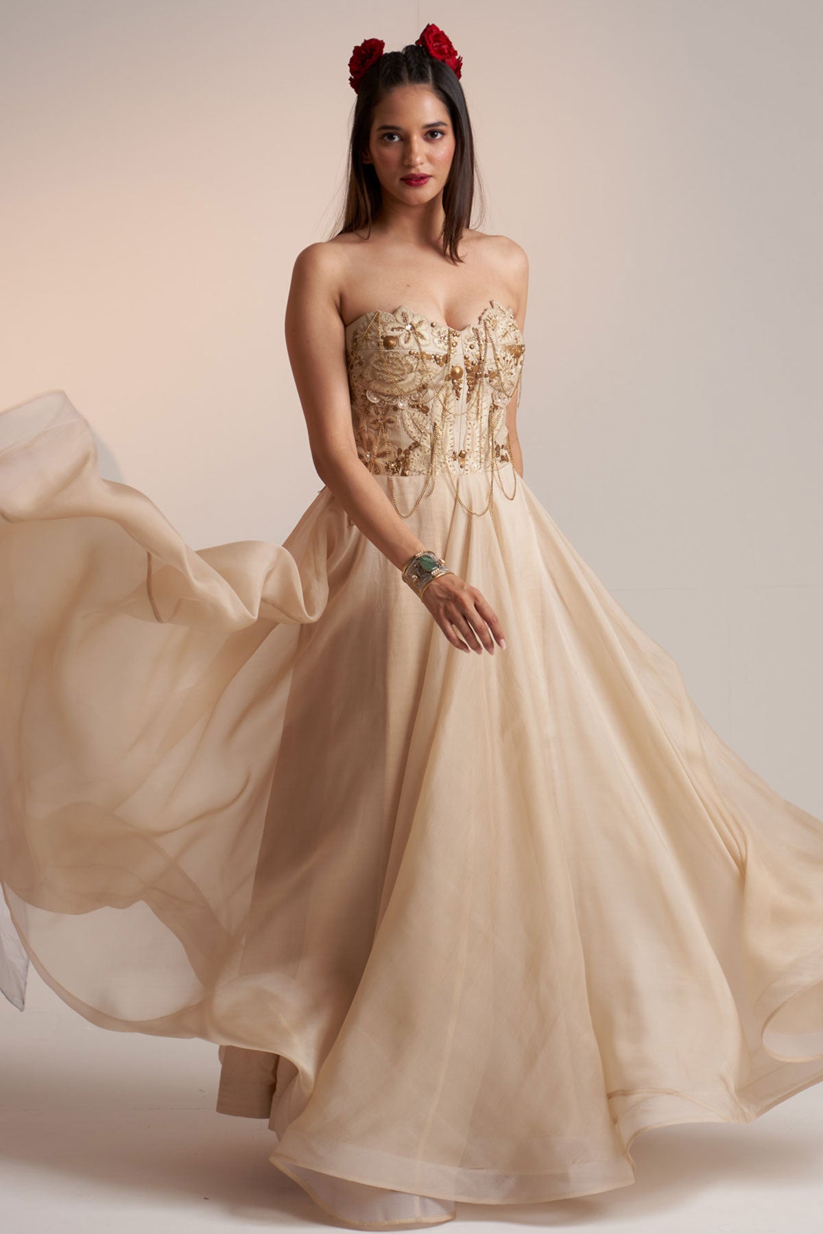 Ivory vintage lily corset maxi dress - Main Image