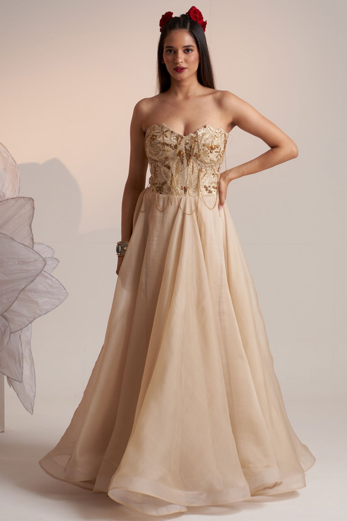 Ivory vintage lily corset maxi dress