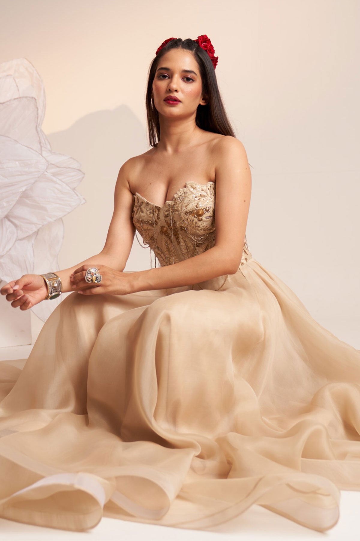 Ivory vintage lily corset maxi dress
