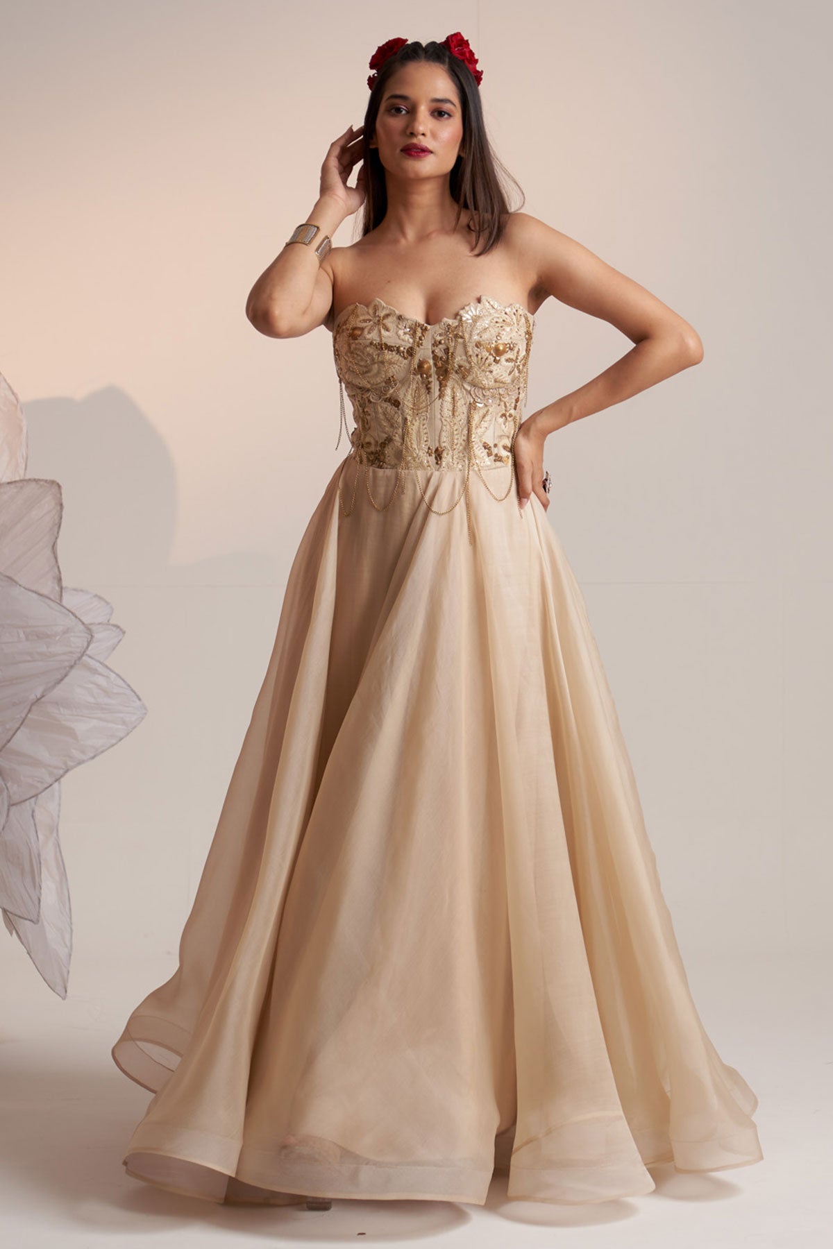 Ivory vintage lily corset maxi dress