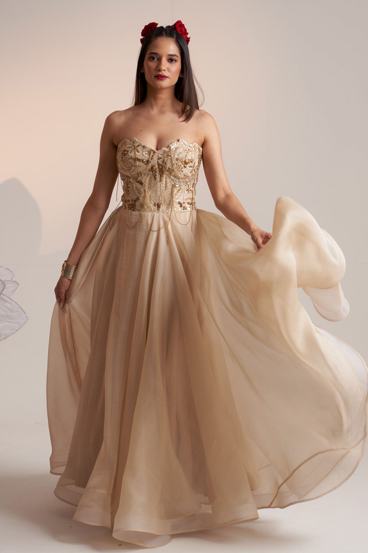 Ivory vintage lily corset maxi dress