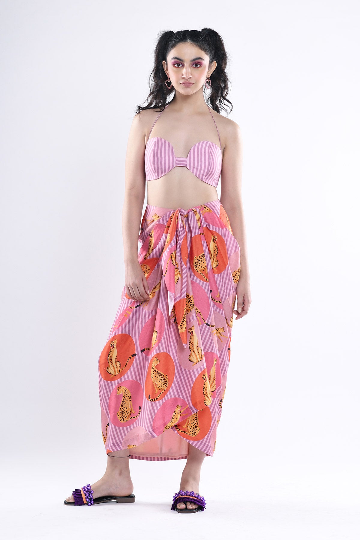 Sarong Skirt ,Bralette And Cape Set