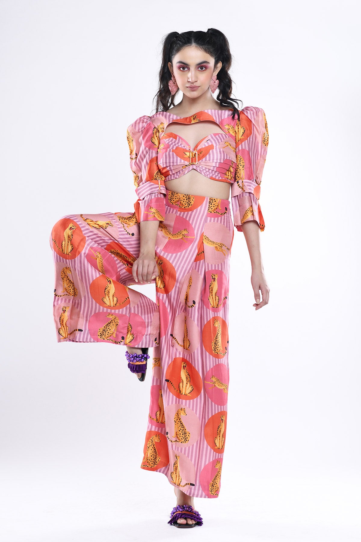Front Buckle Top And Palazzo Pant