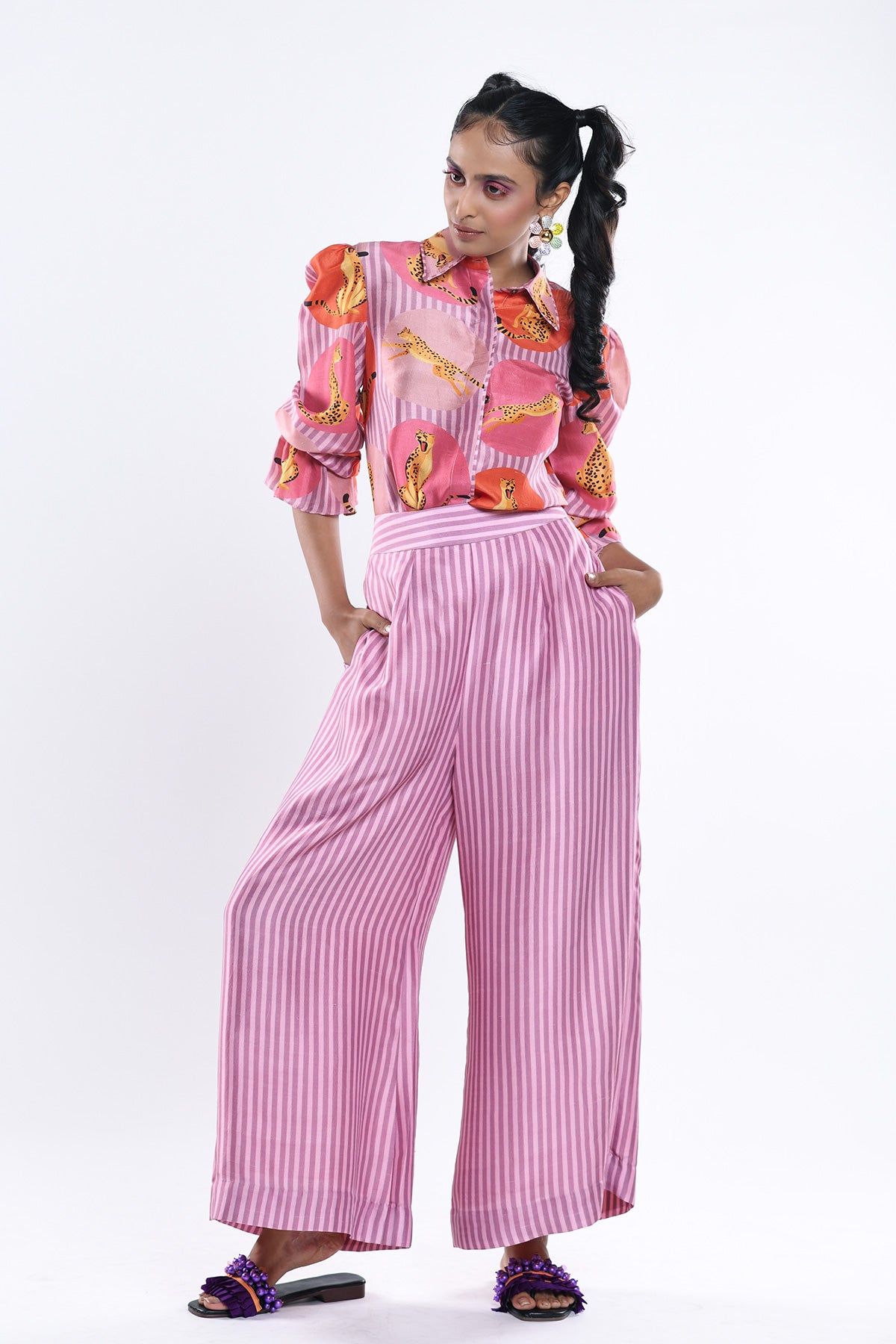 Puff Sleeve Shirt And Palazzo Pant