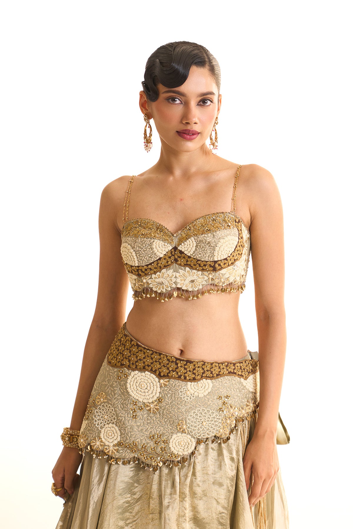 Aqua pearl corset skirt set