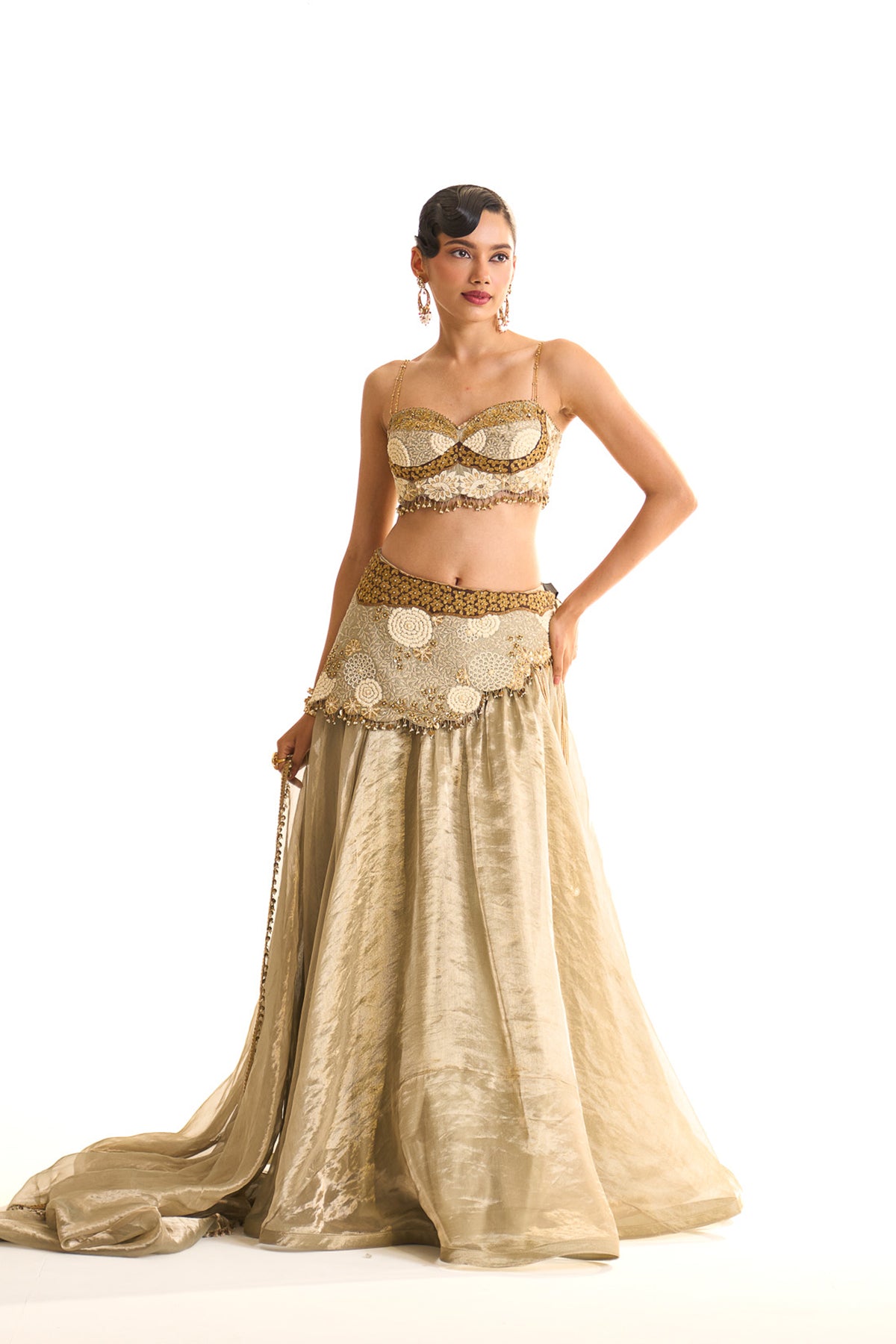 Aqua pearl corset skirt set