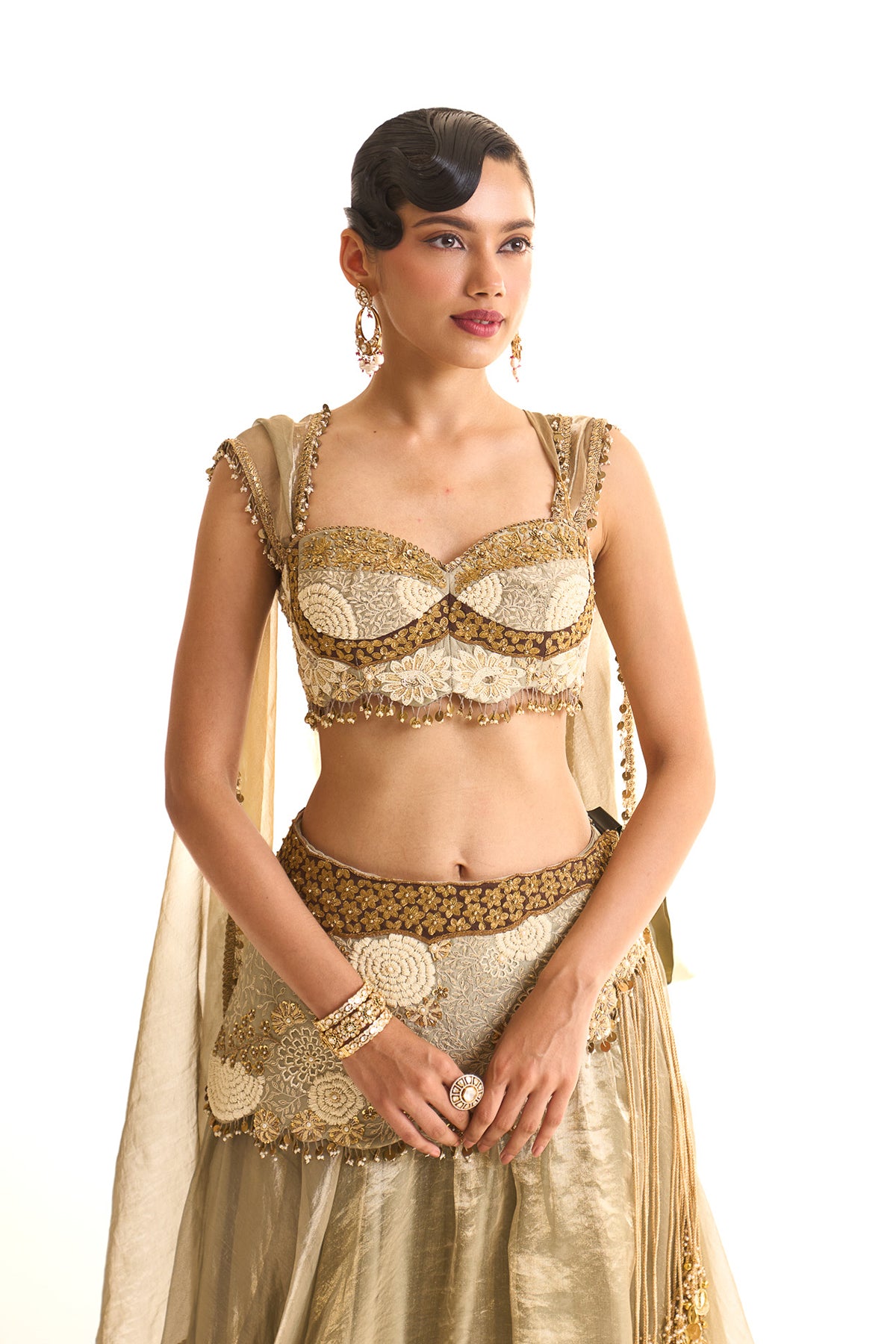 Aqua pearl corset skirt set