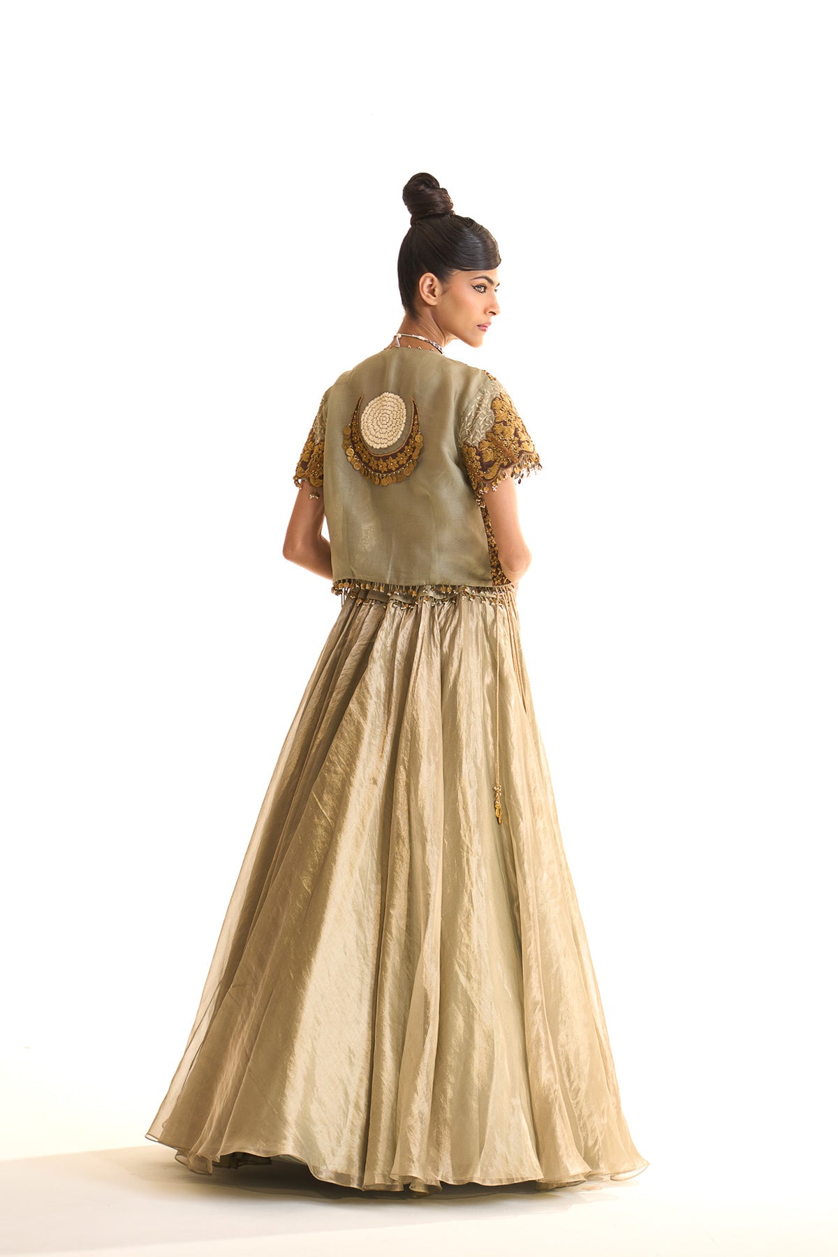 Aqua pearl jacket lehenga set