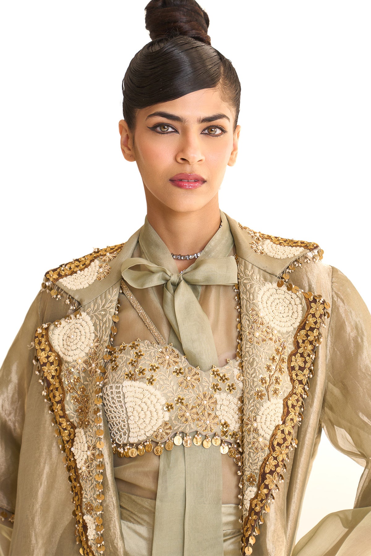 Aqua pearl jacket garara set