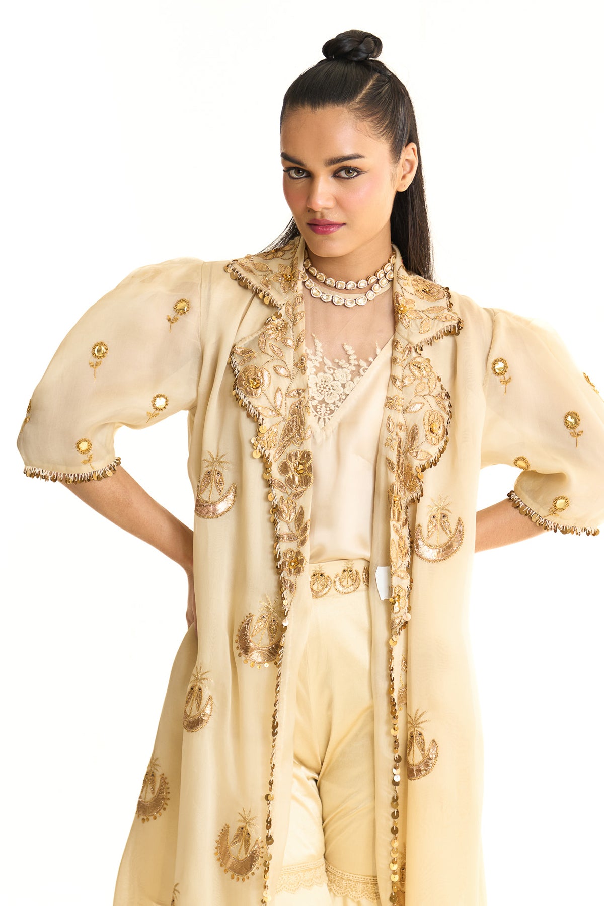 Long cape and garara set