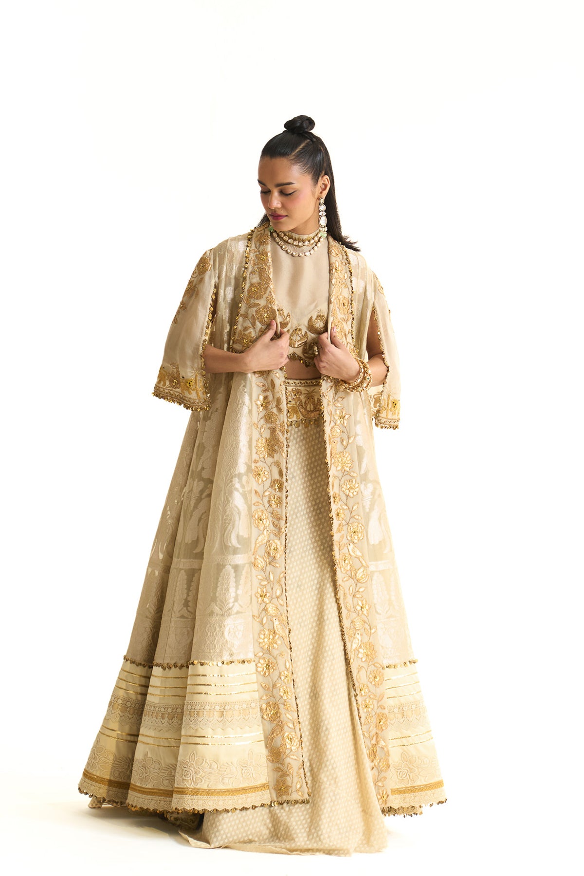 Chaand baag Banarsi long jacket set