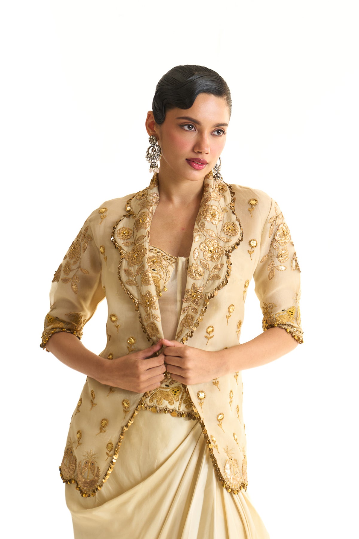 Scallop jacket skirt set