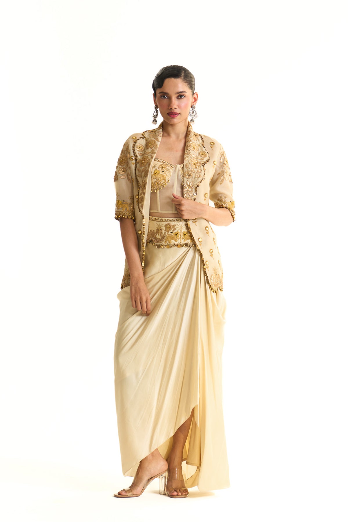 Scallop jacket skirt set