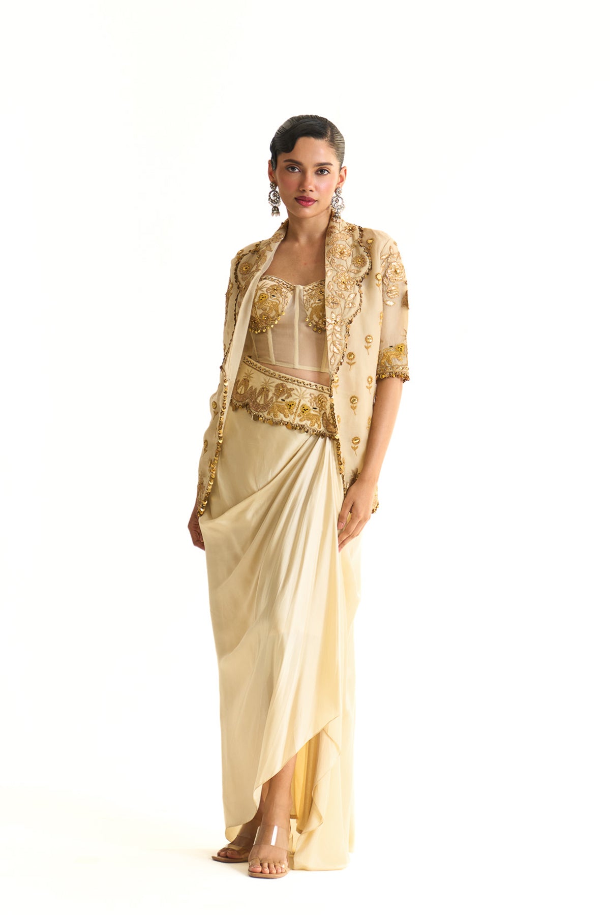 Chaand baag Scallop jacket skirt set