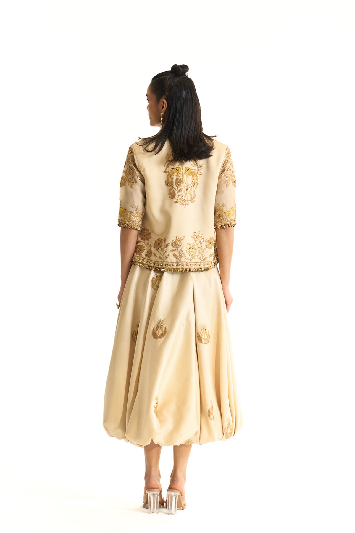 Chaand baag Crop blazer with balloon skirt set
