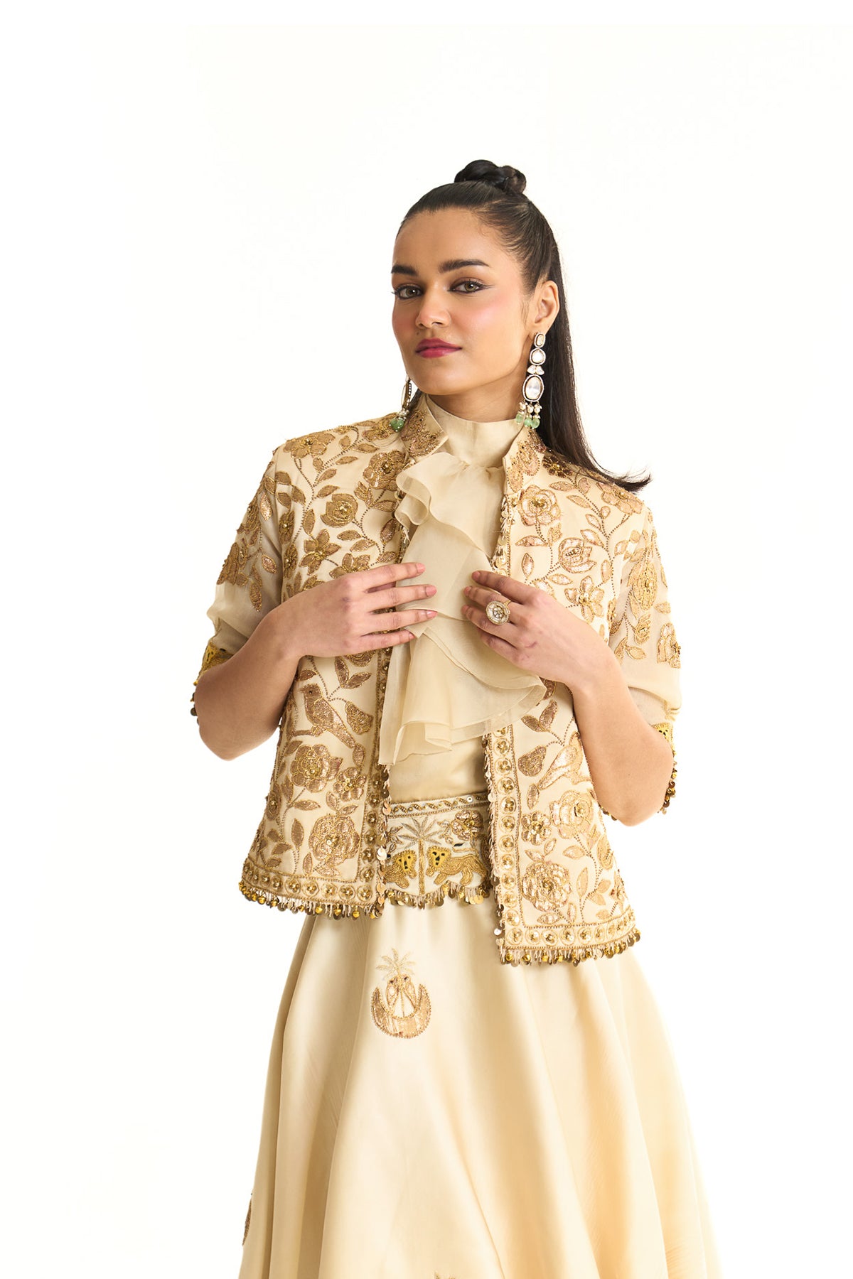 Crop blazer with ballon skirt set