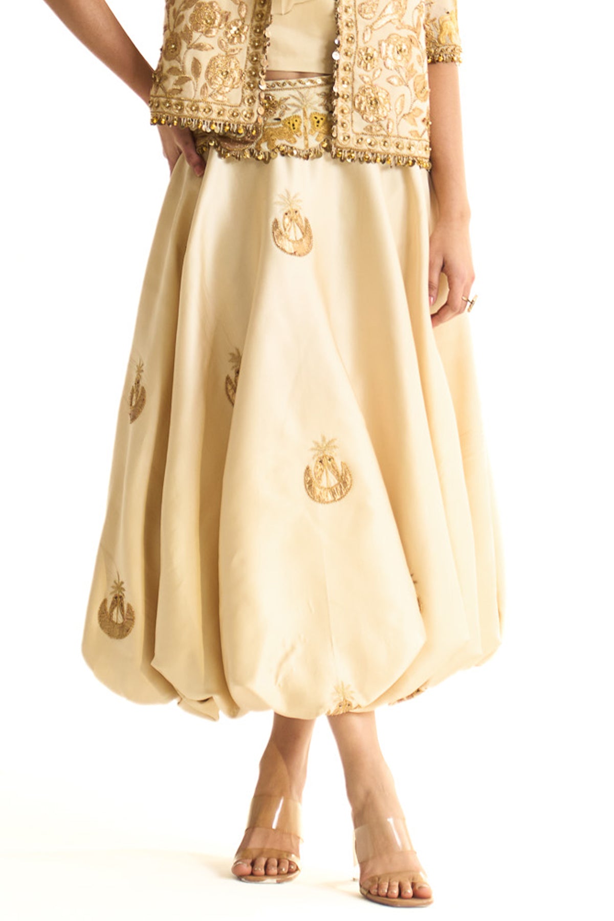 Chaand baag Crop blazer with balloon skirt set