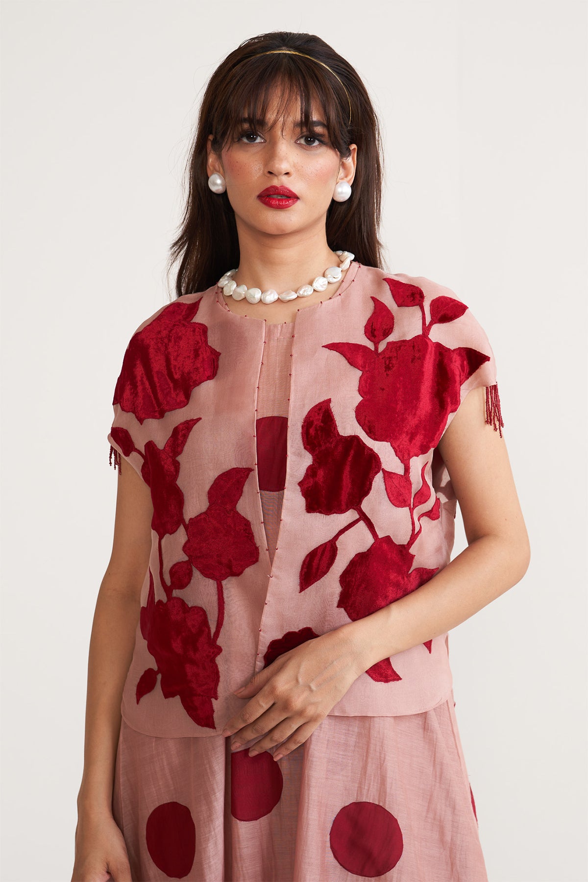 Polka floral jacket set