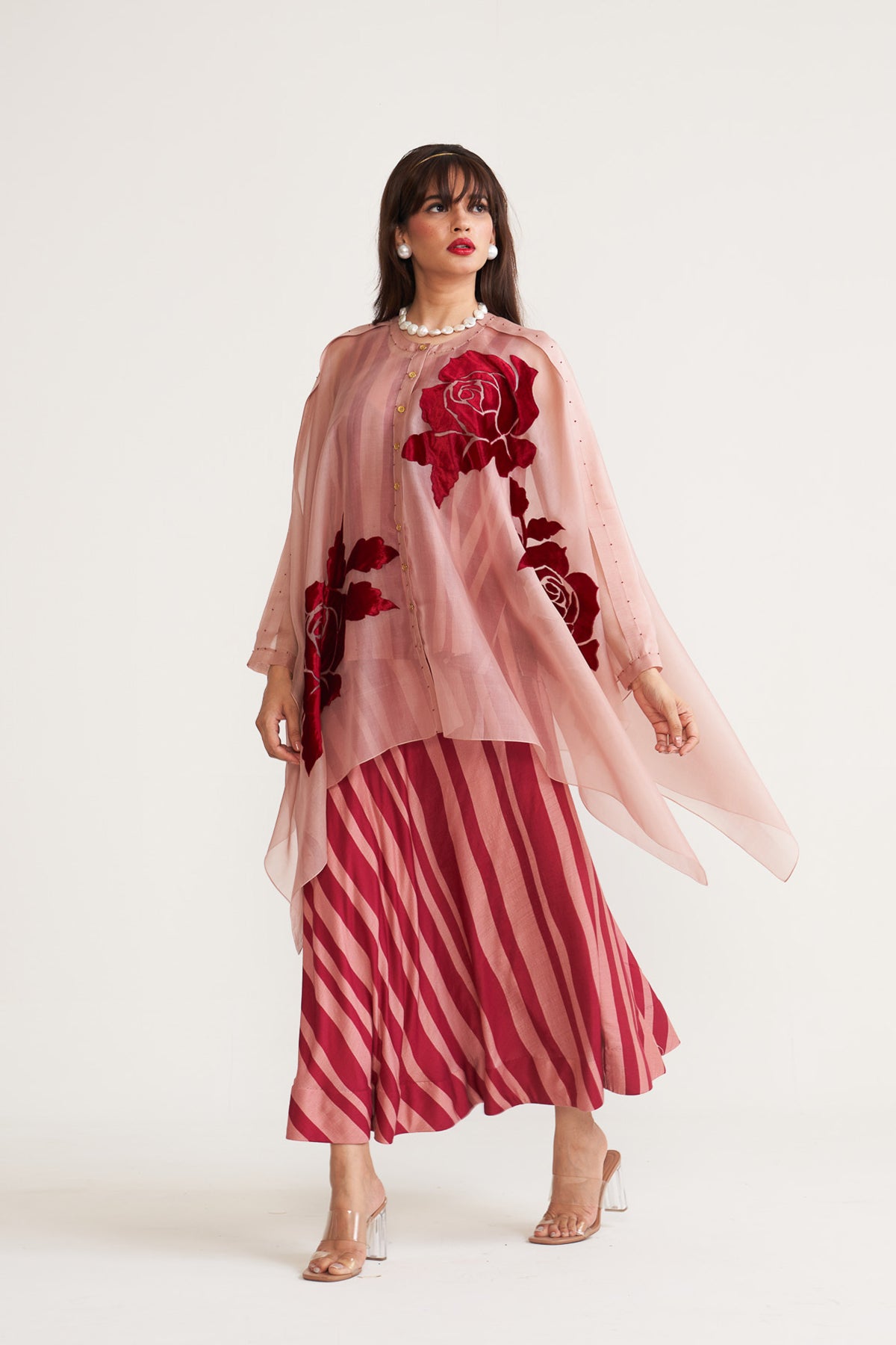 Rose patch skirt set