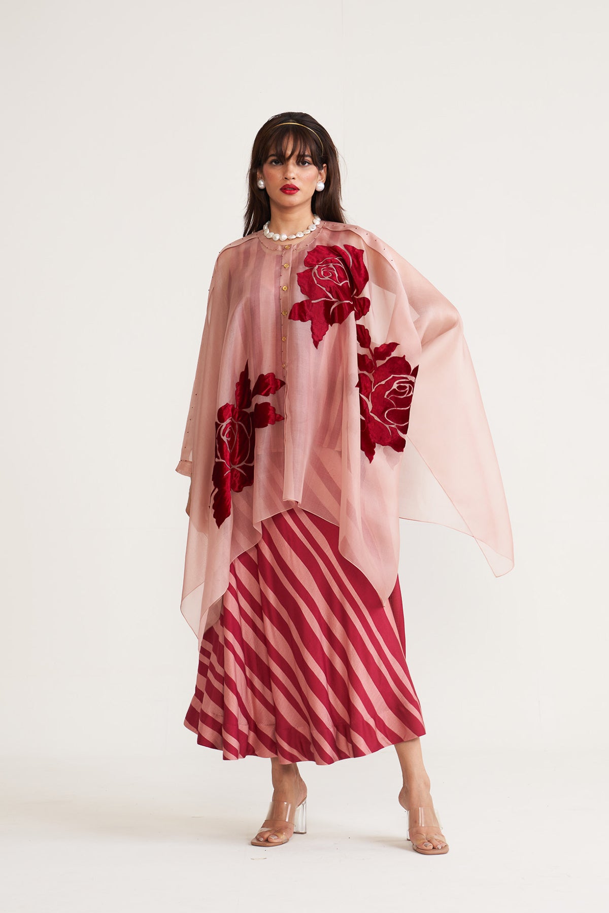 Rose patch skirt set