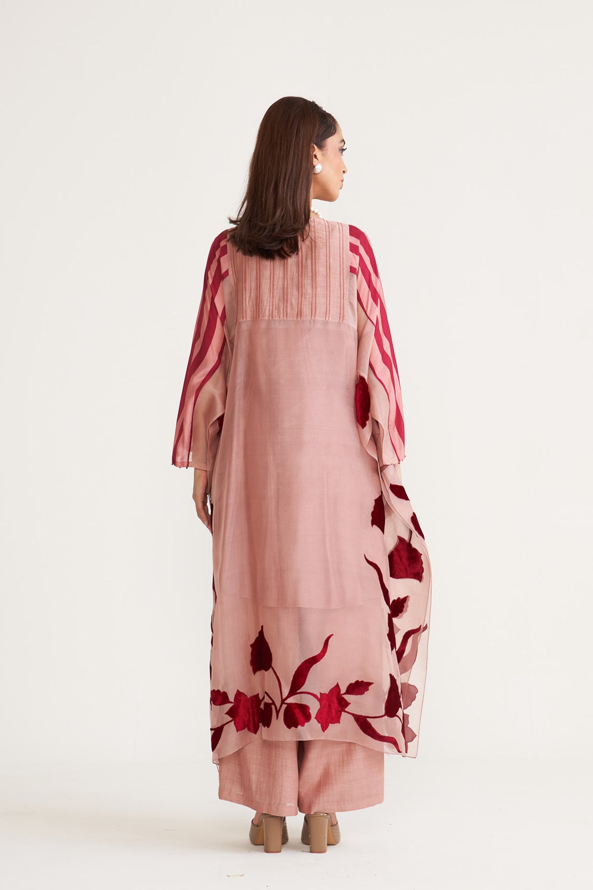 Organza patch stripe kurta set