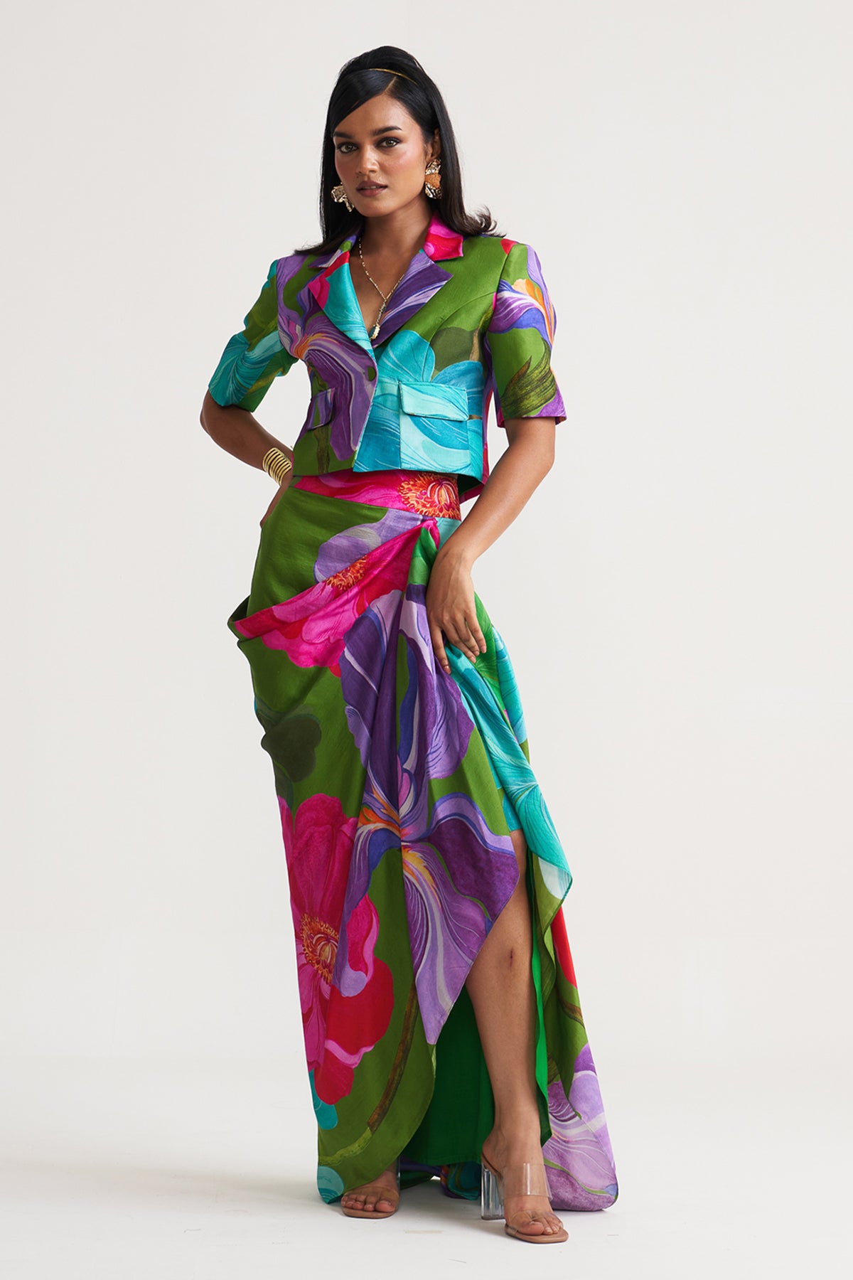 Crop blazer and skirt