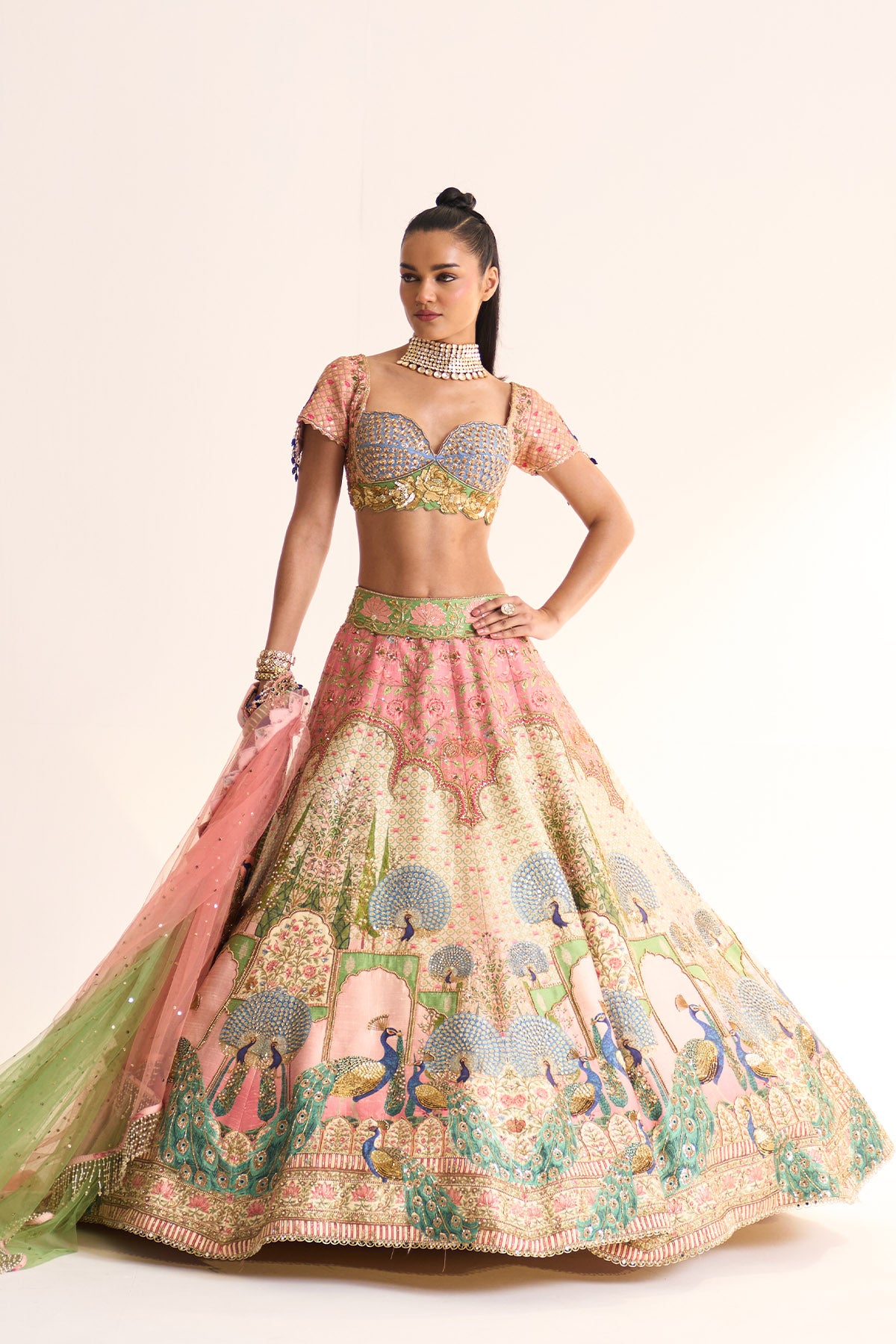 Peacock romance lehenga