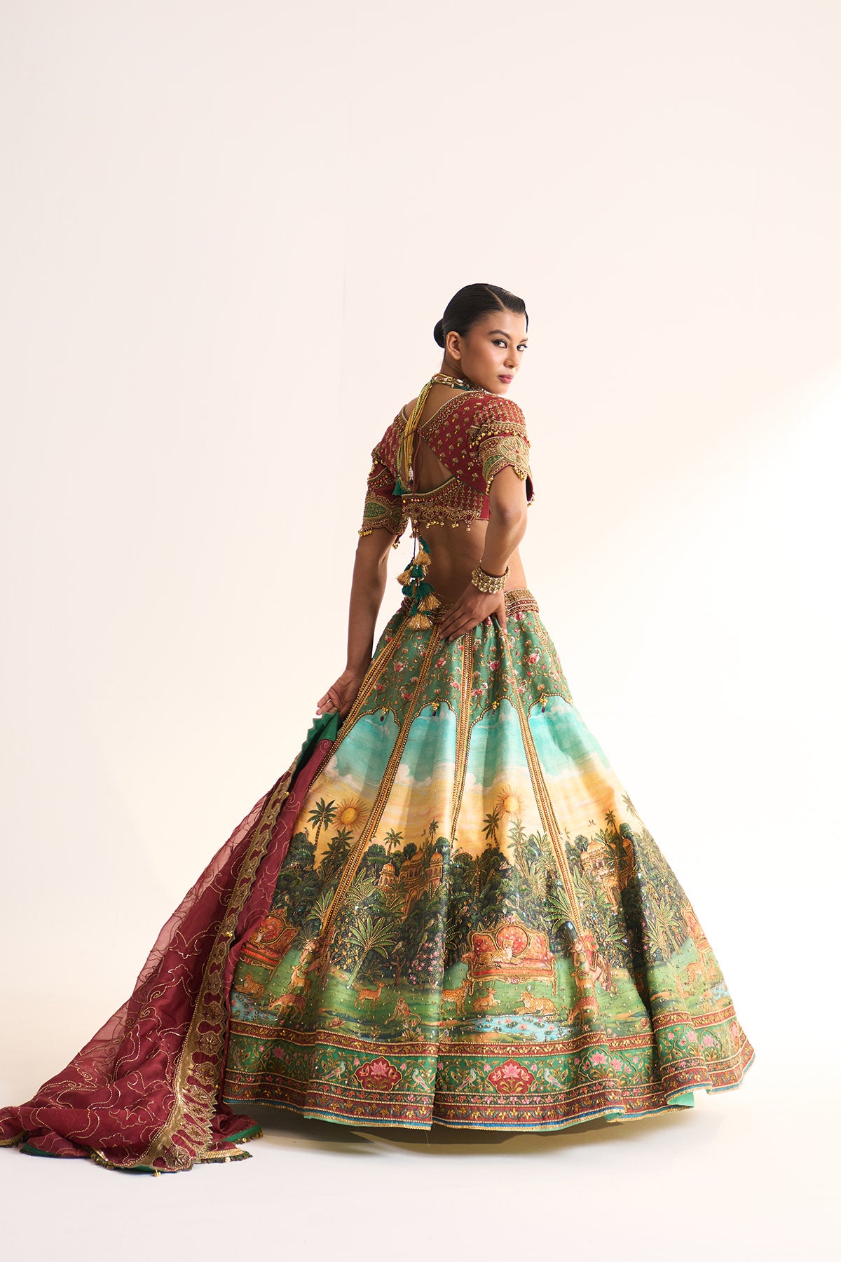 Cheetah on throne lehenga