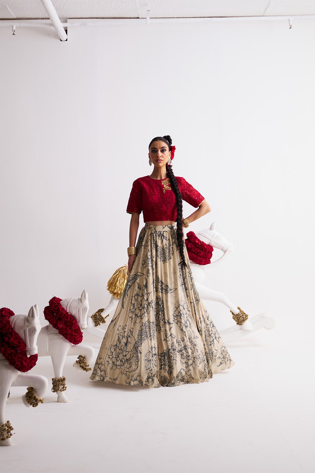 Crop top with lehenga set