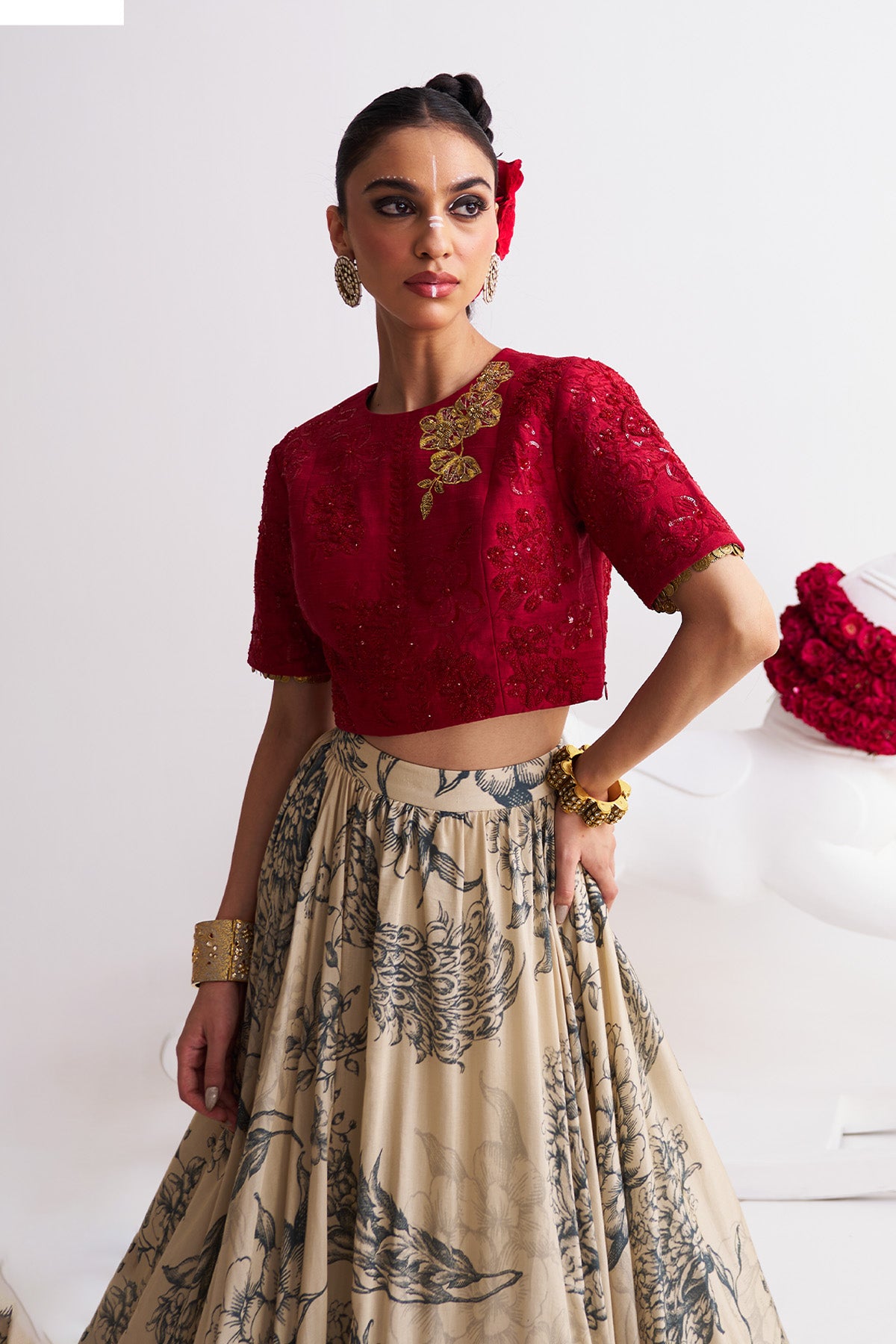 Crop top with lehenga set