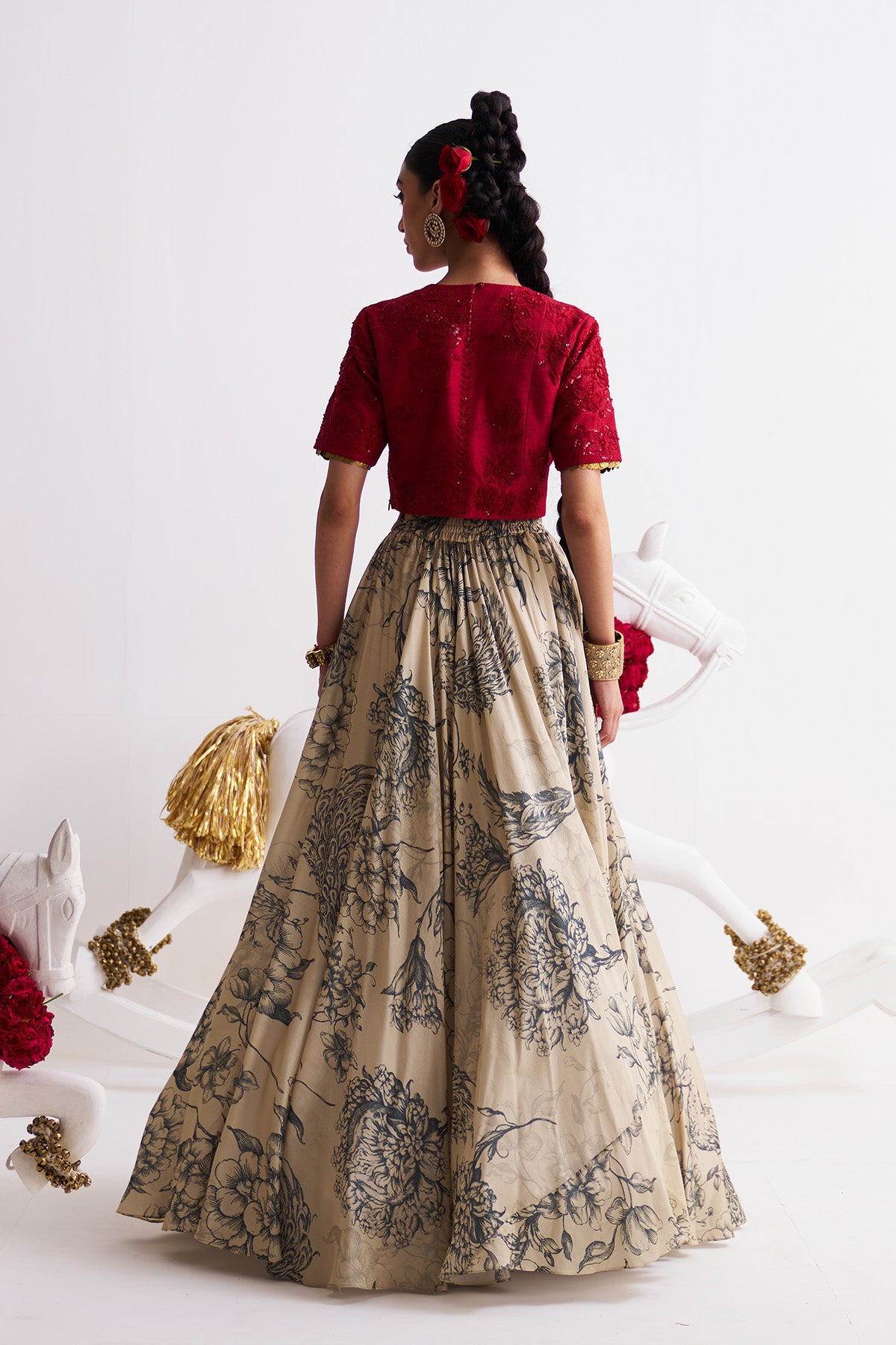 Crop top with lehenga set