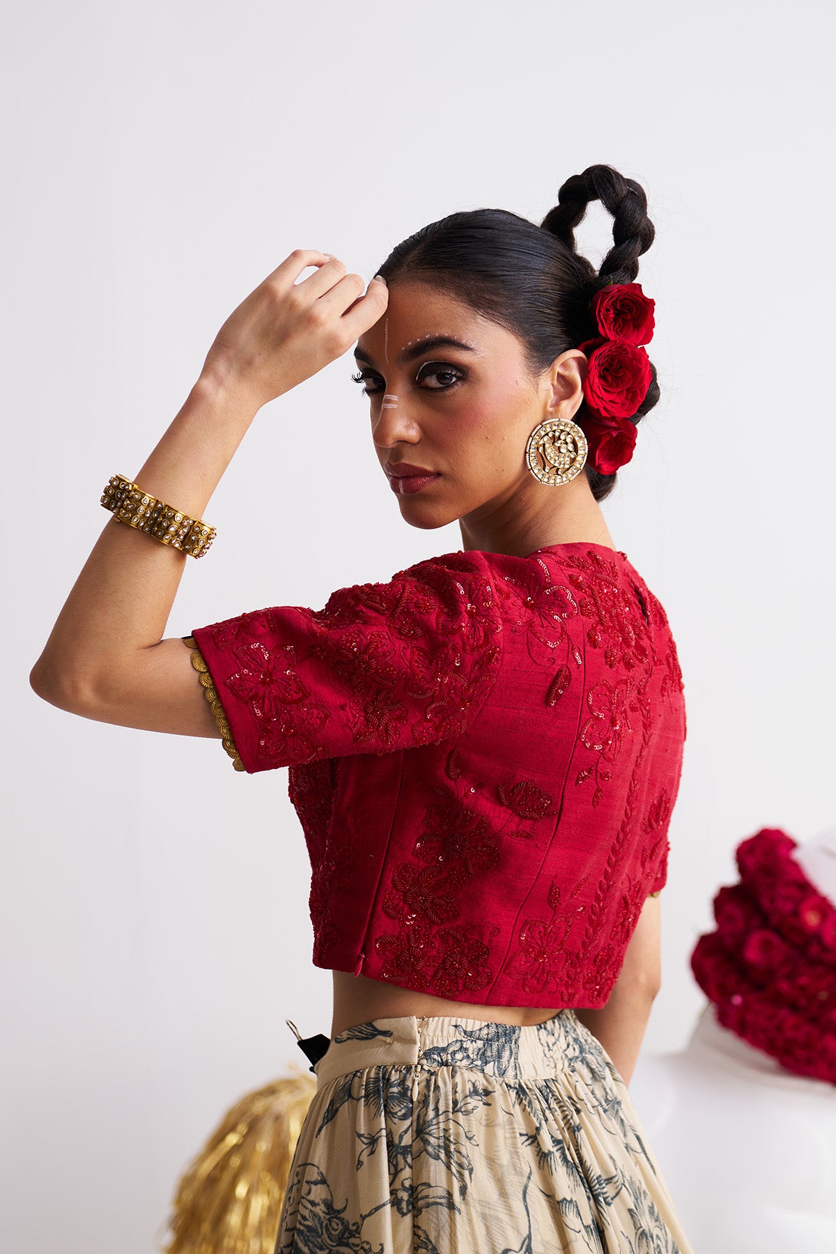 Crop top with lehenga set