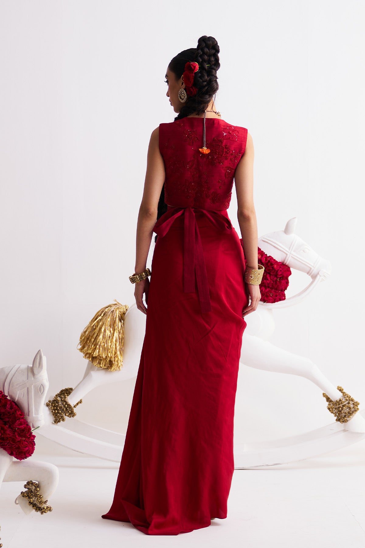 Wrap top with draped skirt