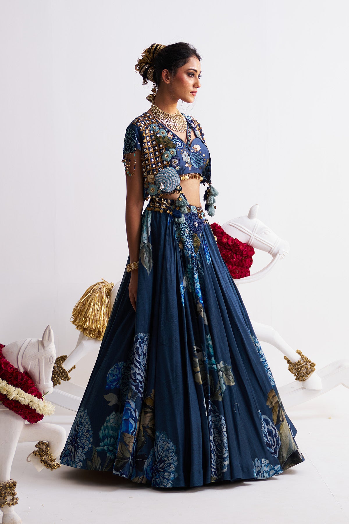 Short jacket with lehenga
