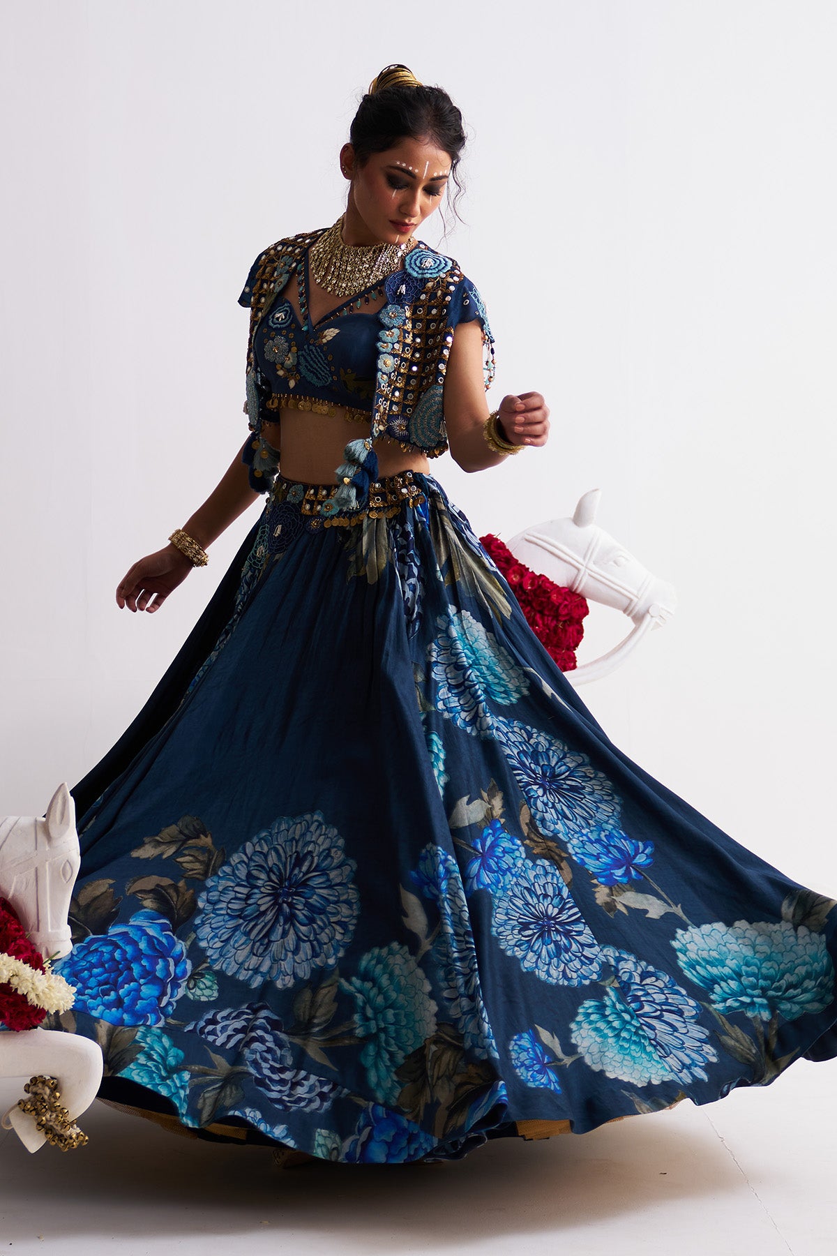 Short jacket with lehenga