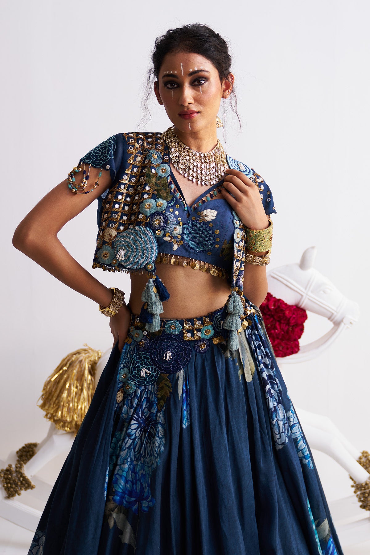 Short jacket with lehenga