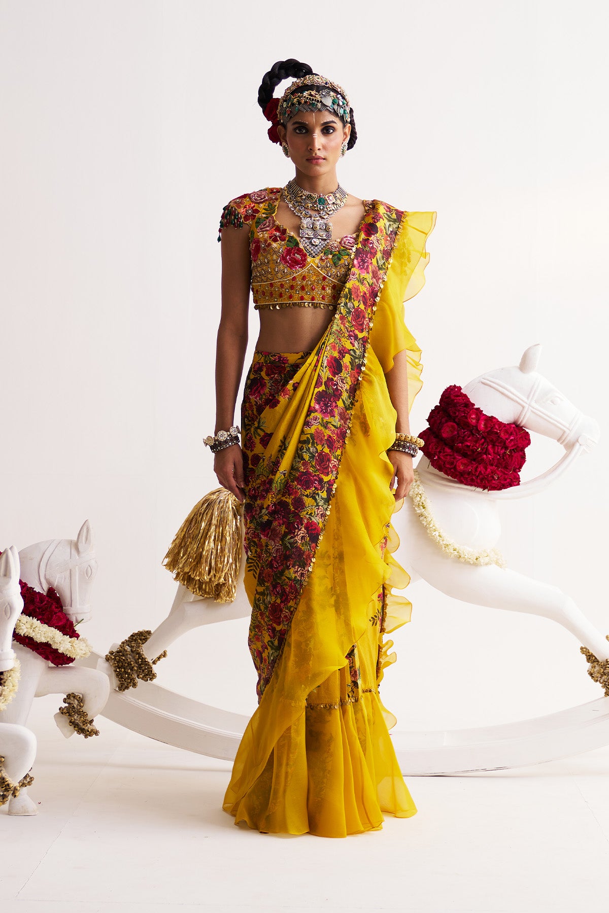 Ruffle saree