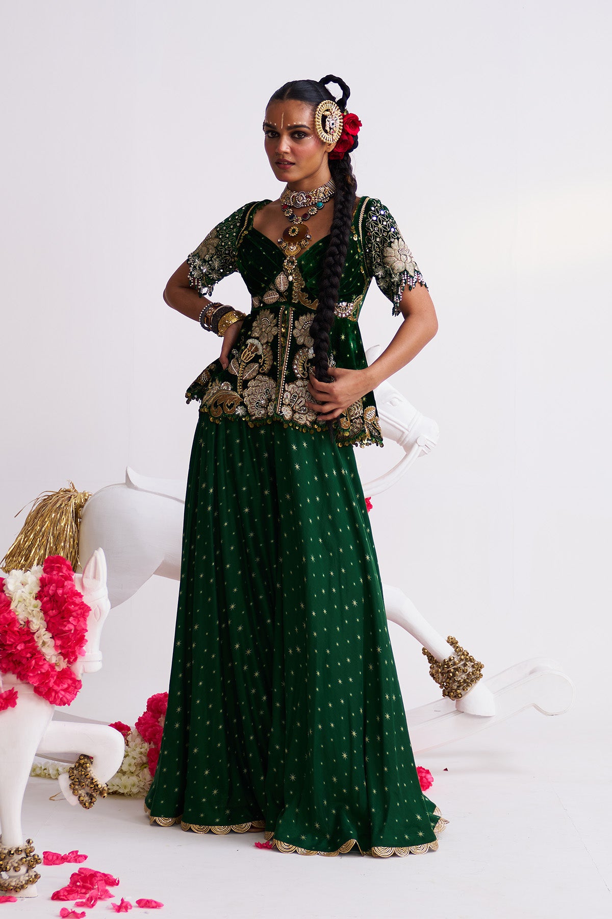 Tara peplum sharara set