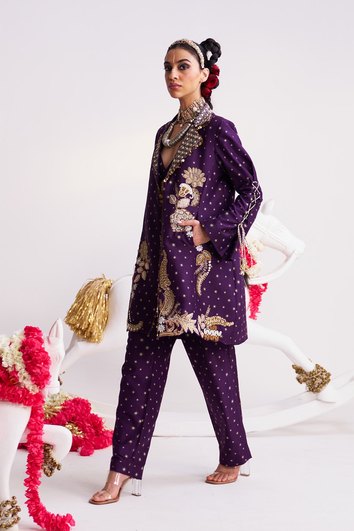 Tara long jacket trouser set