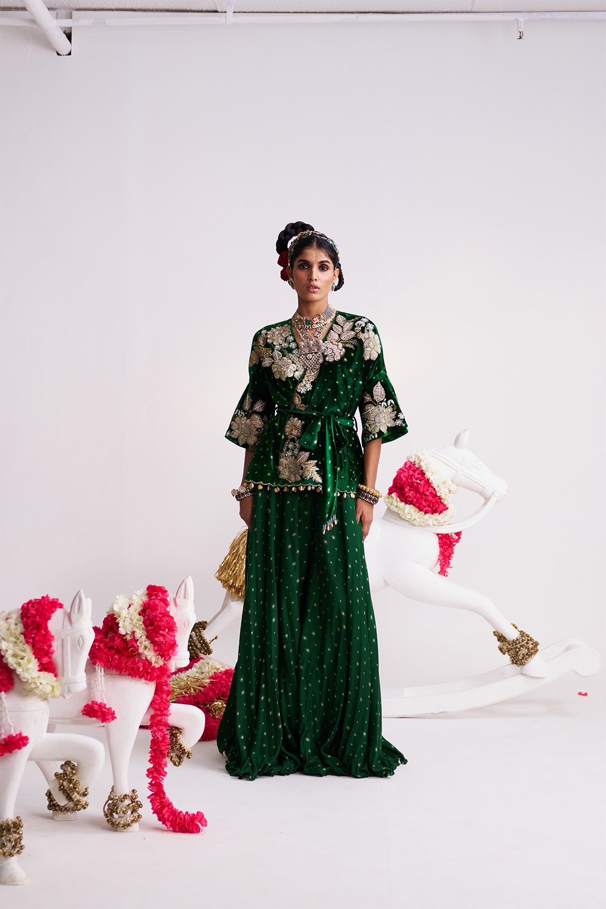 Tara wrap jacket sharara set