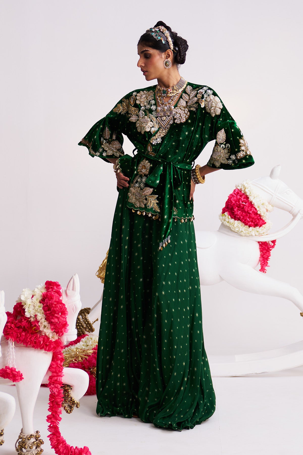 Tara wrap jacket sharara set