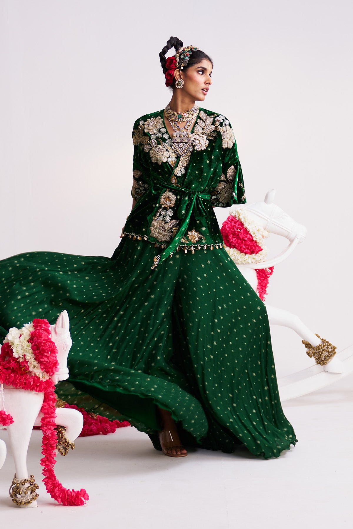 Tara wrap jacket sharara set